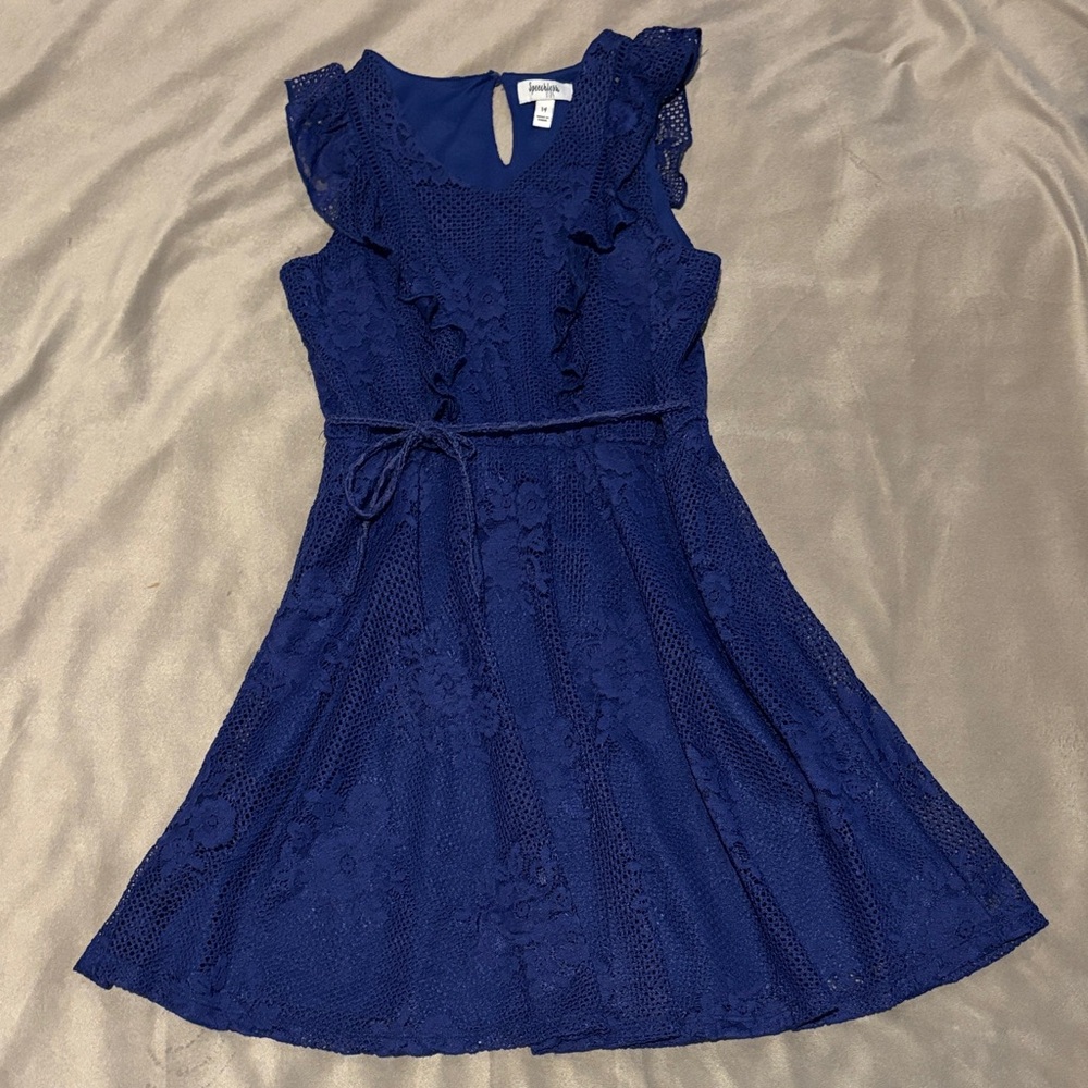 Speechless Navy Kids Dress with Ruffles